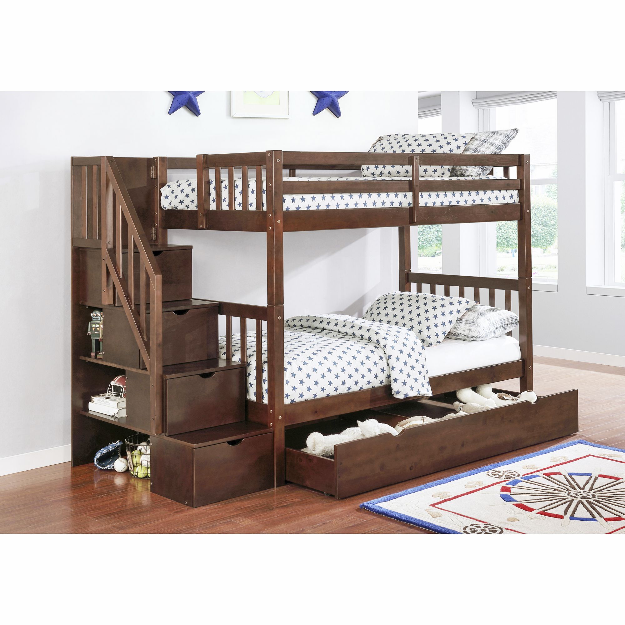 twin bunk bed with trundle