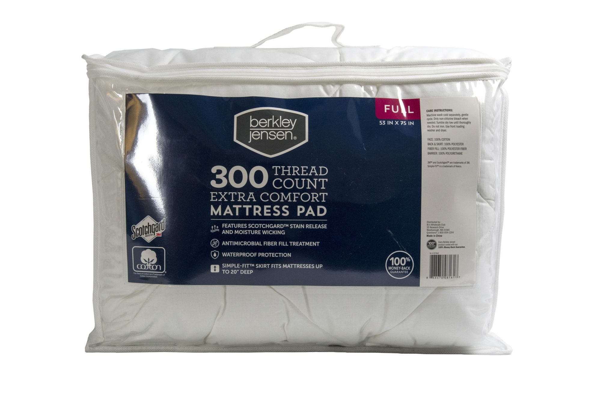 Berkley Jensen Extra Comfort Waterproof Full-Size Mattress Pad