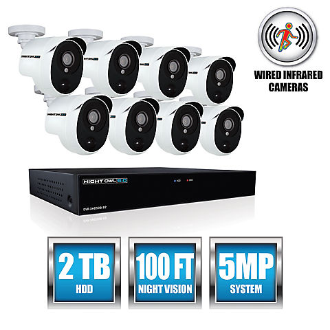 Night Owl 8-Channel 8-Camera 5MP Security System with 2TB HDD DVR