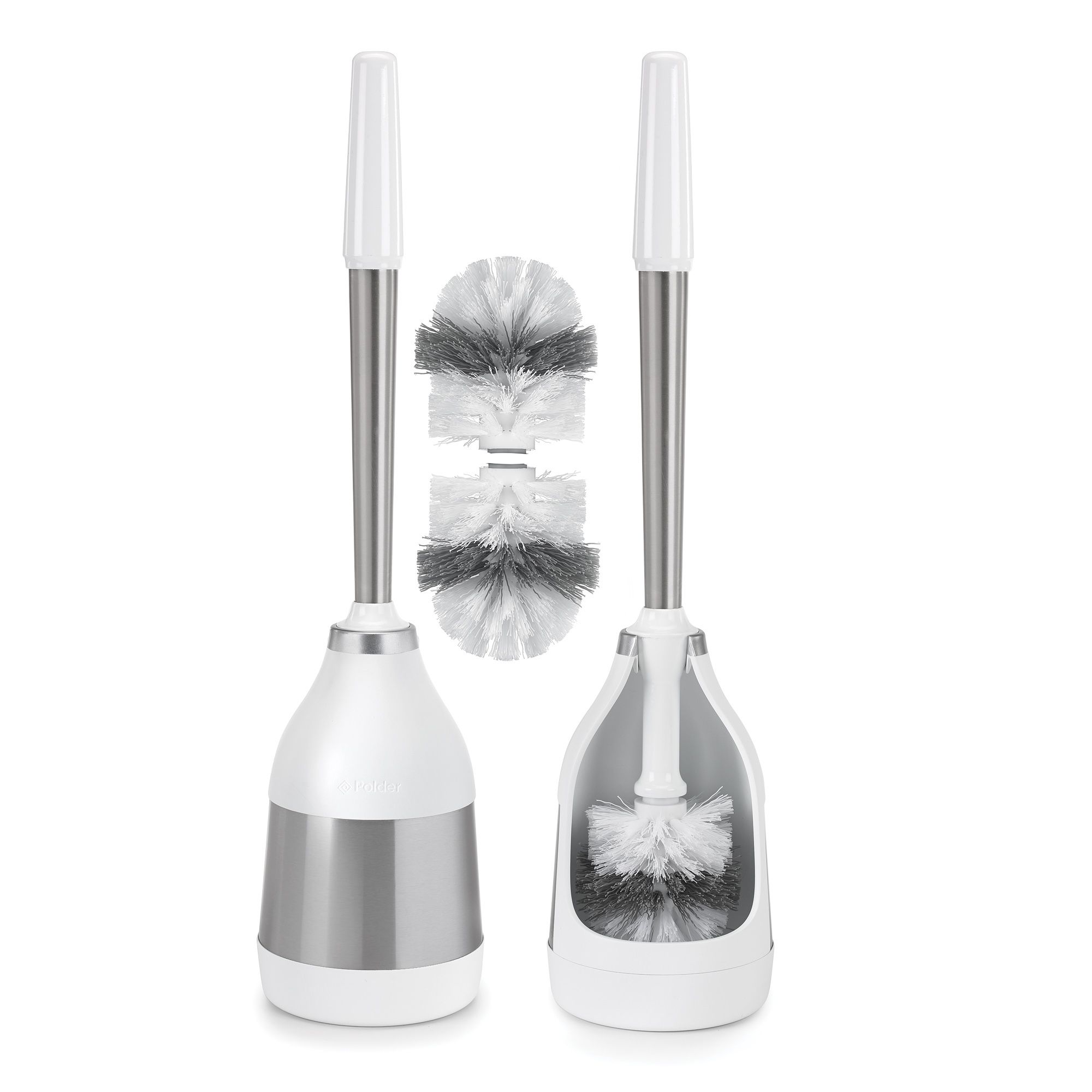  simplehuman Toilet Brush with Caddy, Stainless Steel, White :  Home & Kitchen