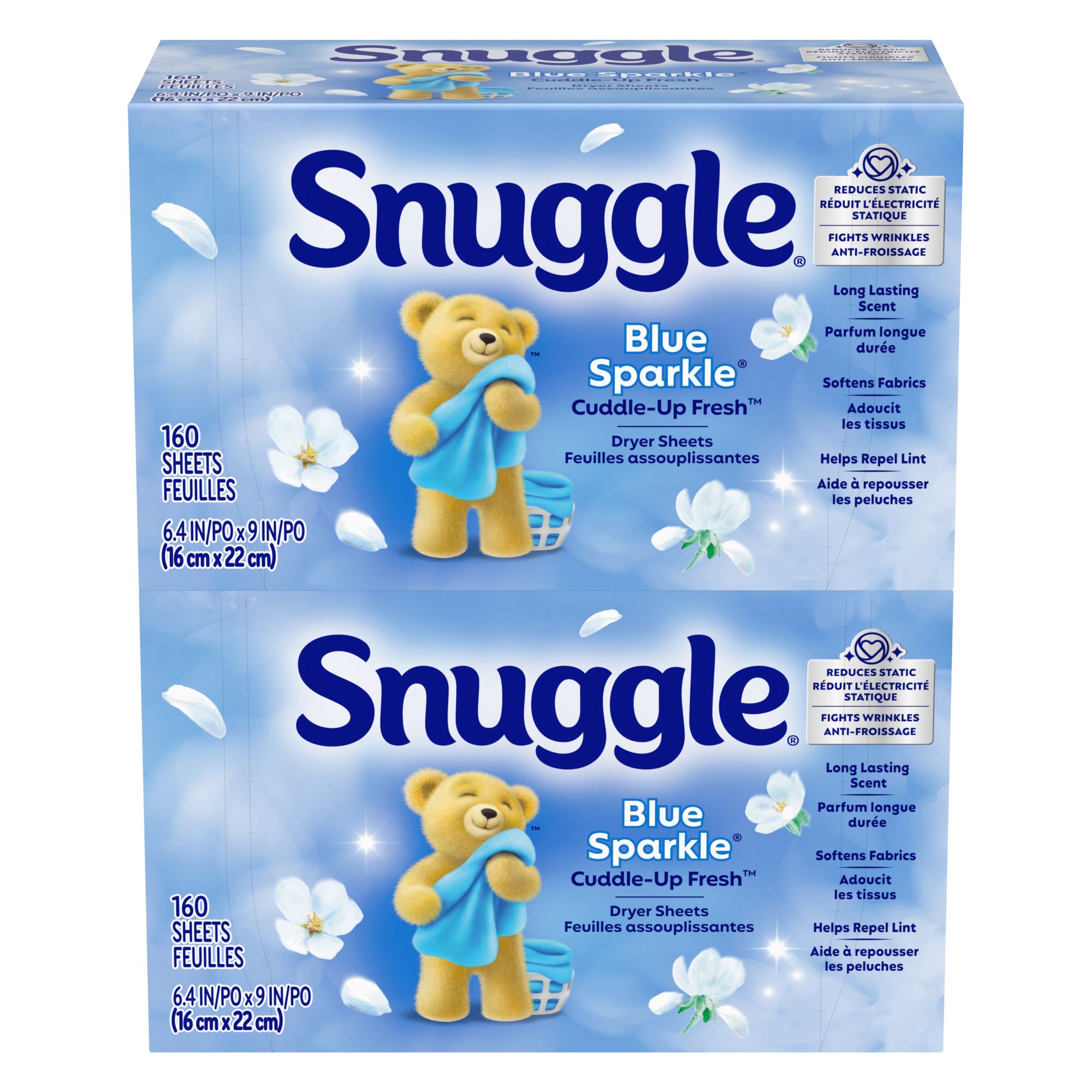 Snuggle Blue Sparkle Fabric Softener Dryer Sheets, 320 ct.