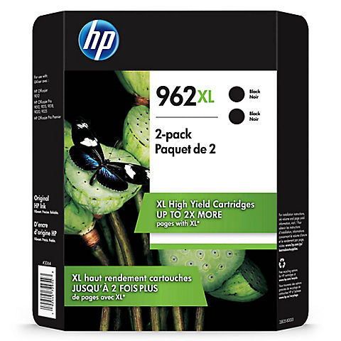 HP 962XL High Yield Black Ink Cartridge, 2 pk.