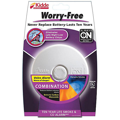 KIDDE Worry Free Battery-Powered Smoke and Carbon Monoxide Alarm with Voice Alarm