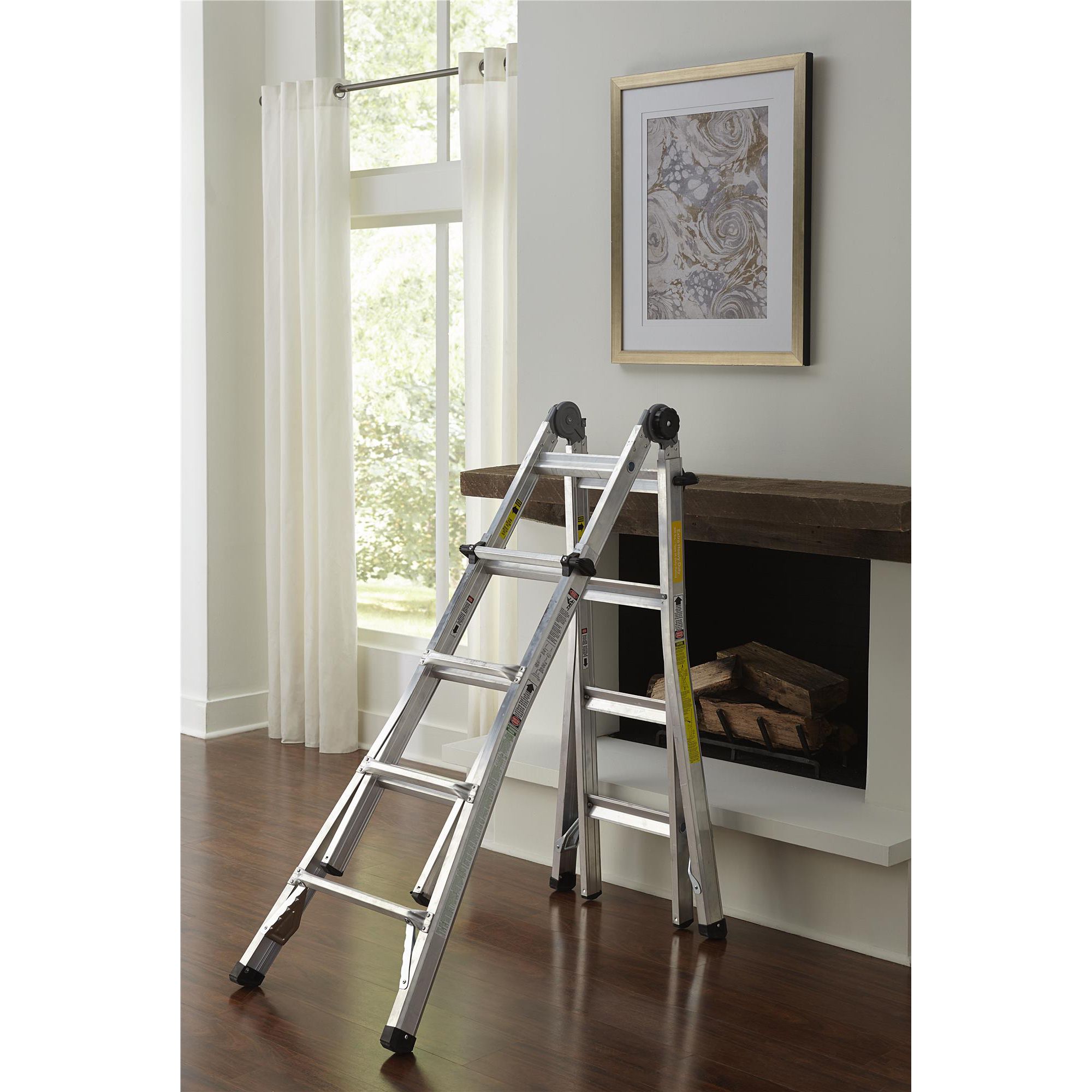 COSCO 18 ft Max Reach Multi Position Aluminum Ladder, Silver