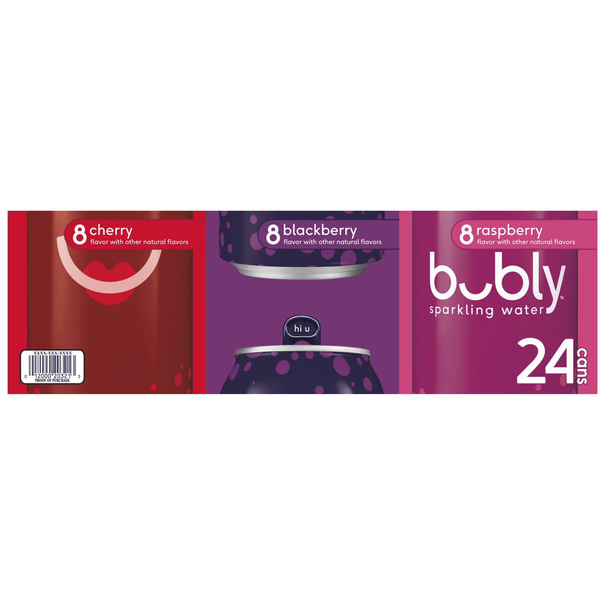 Bubly Sparkling Water, Triple Berry Variety Pack, 12 oz, 18 Multipack Can