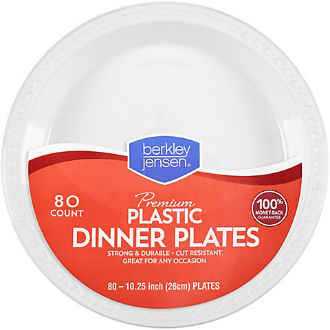 Berkley Jensen 10" White Plastic Dinner Plates, 80 ct.