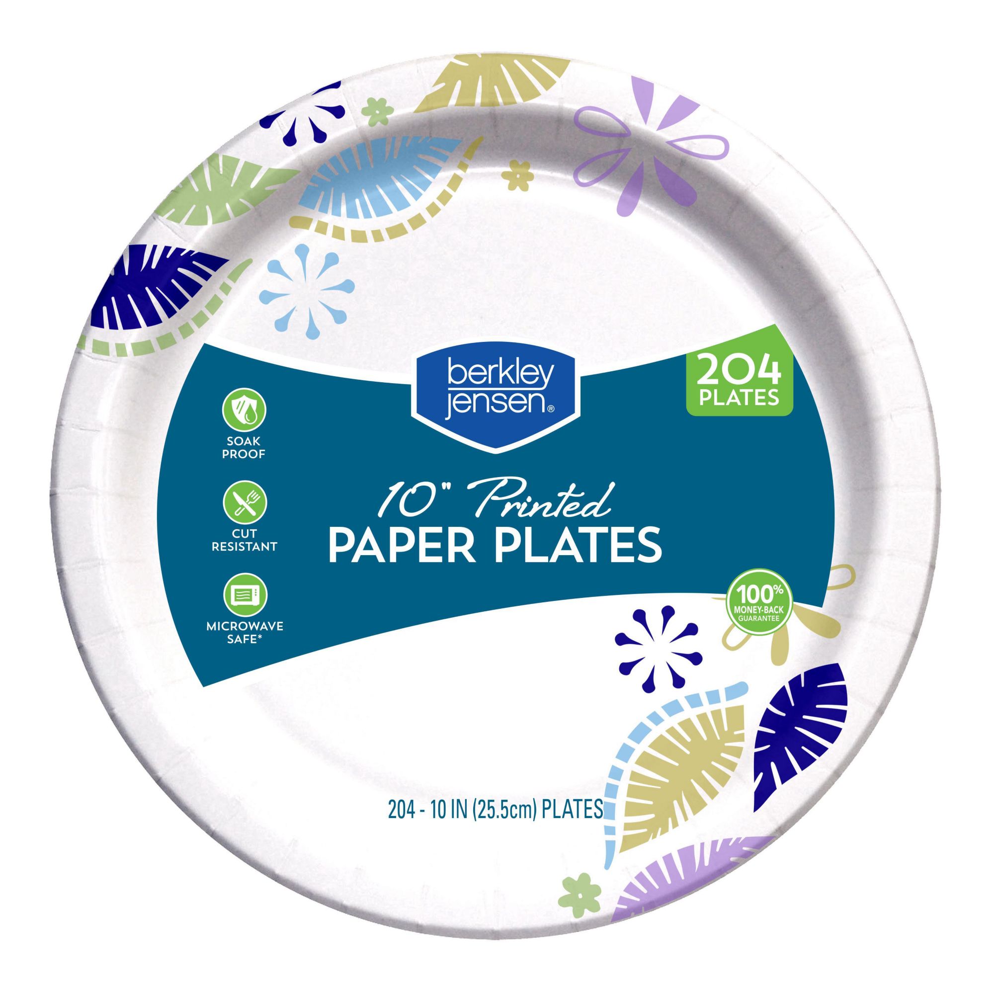 Paper Plates 10 Inch Bulk , Dinner Size Printed Plate 204 Count 3 Packs of  68 Pl