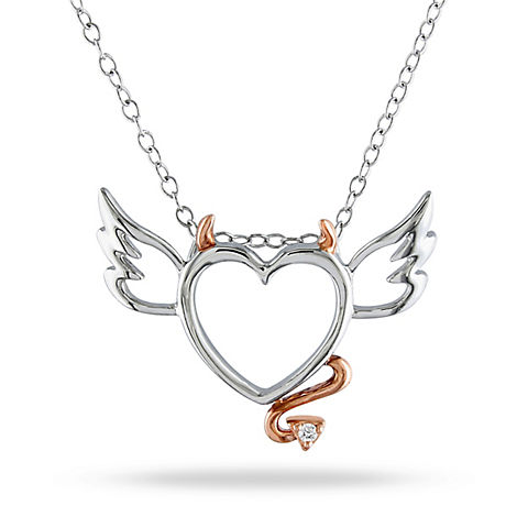 1/50 ct. t.w. Diamond Winged Heart Pendant in Two-Tone Sterling Silver
