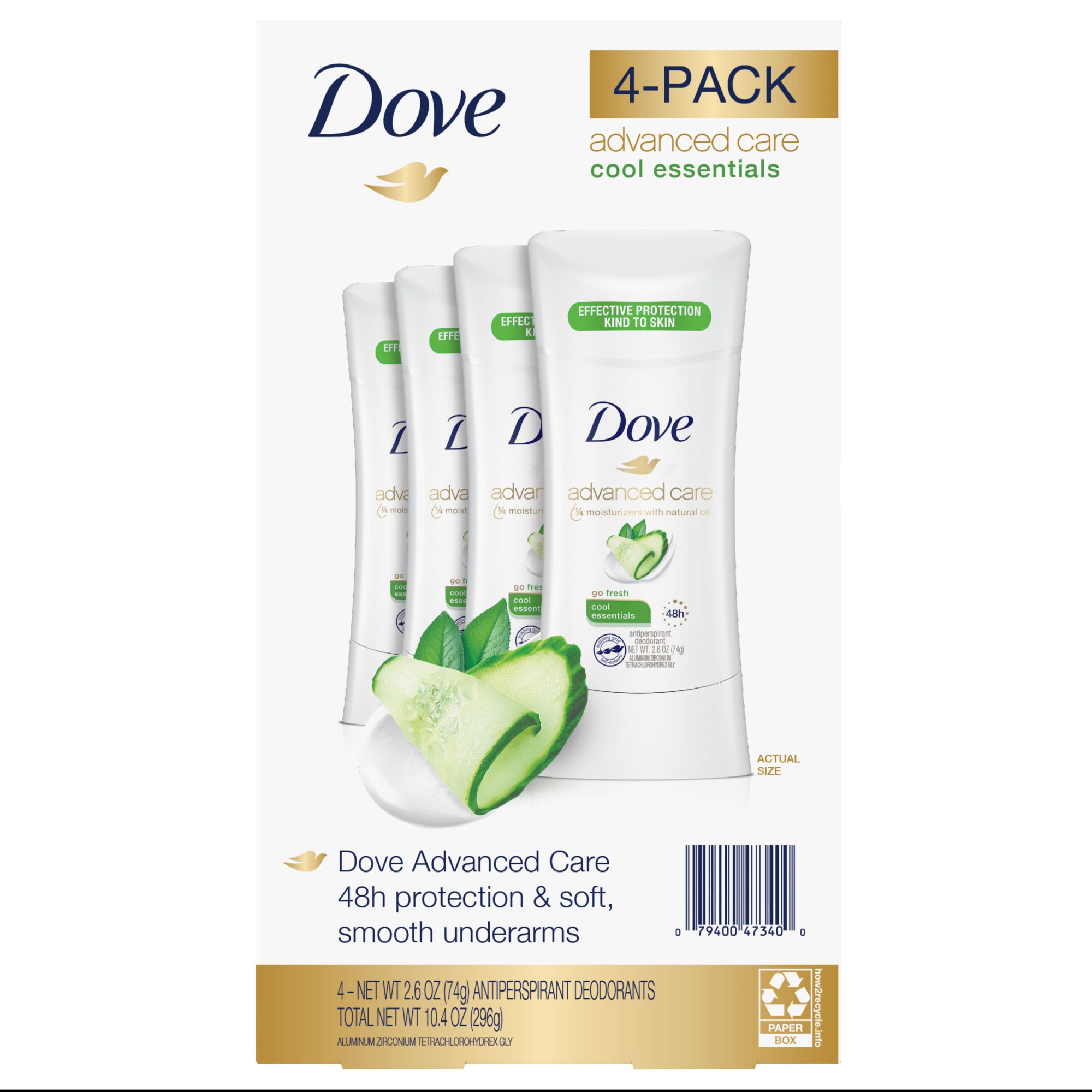 Dove Advanced Care Cool Essentials Deodorant, 4 - BJs Wholesale Club