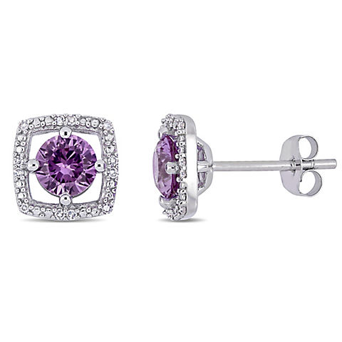 1 1/4 ct. t.w. Alexandrite and Diamond Accent Stud Earrings in 10k White Gold