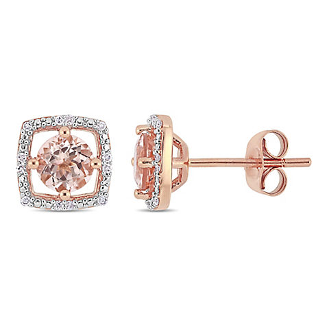 1 ct. t.w. Morganite and Diamond Accent Stud Earrings in 10k Rose Gold