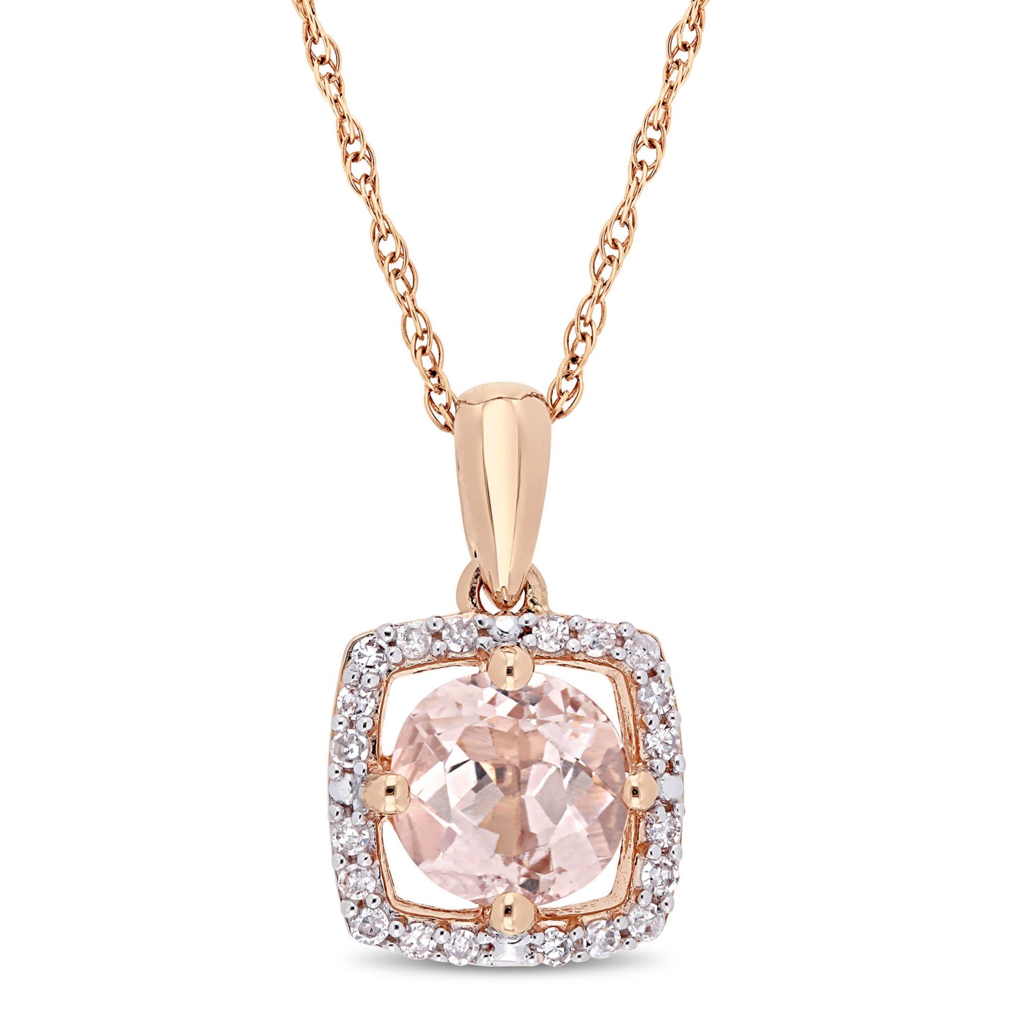 14k White Gold Pink Topaz (2 ct. t.w.) and Diamond Accent Pendant Necklace