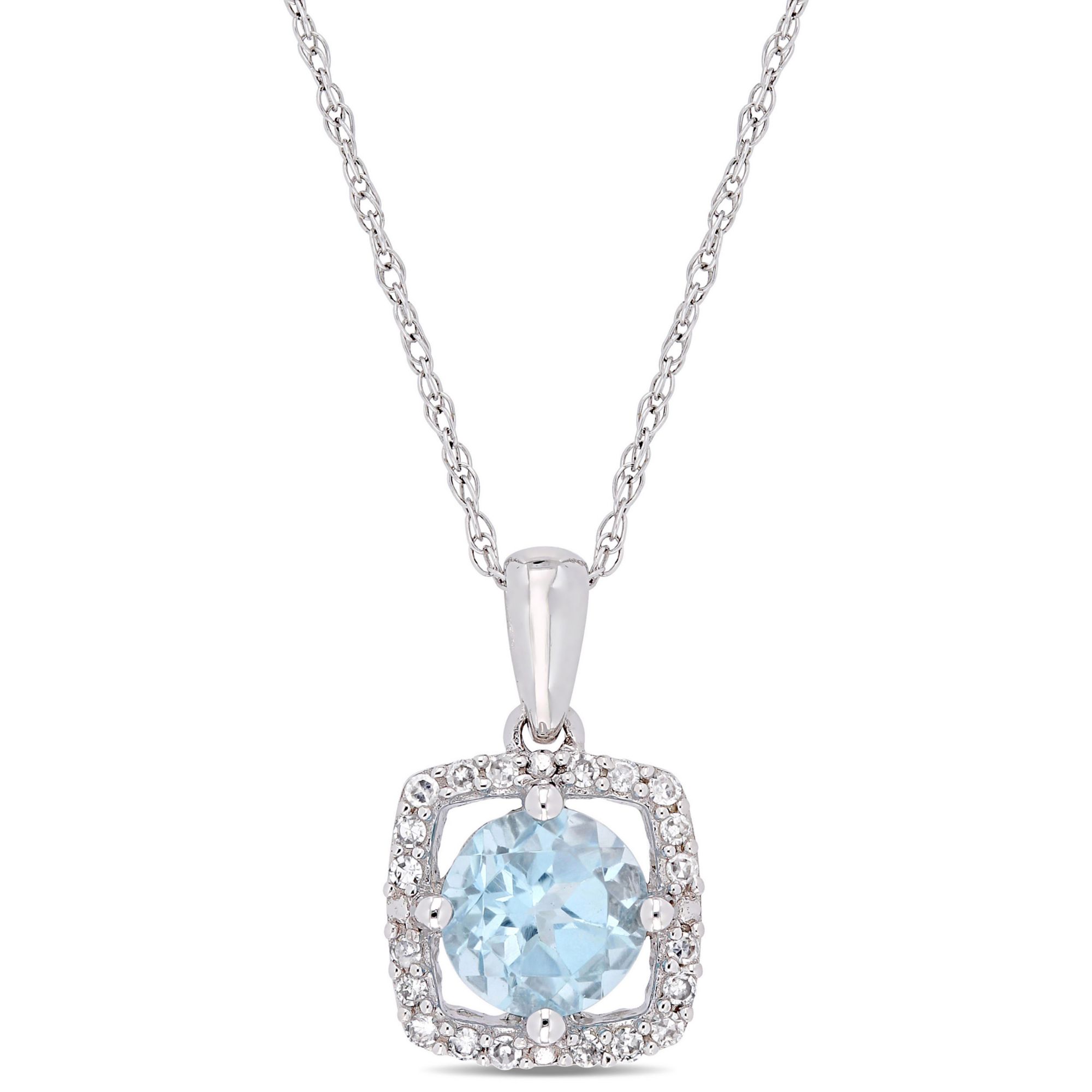 1 ct. t.w. Blue Topaz and Diamond Accent Pendant in 10k White Gold | BJ ...