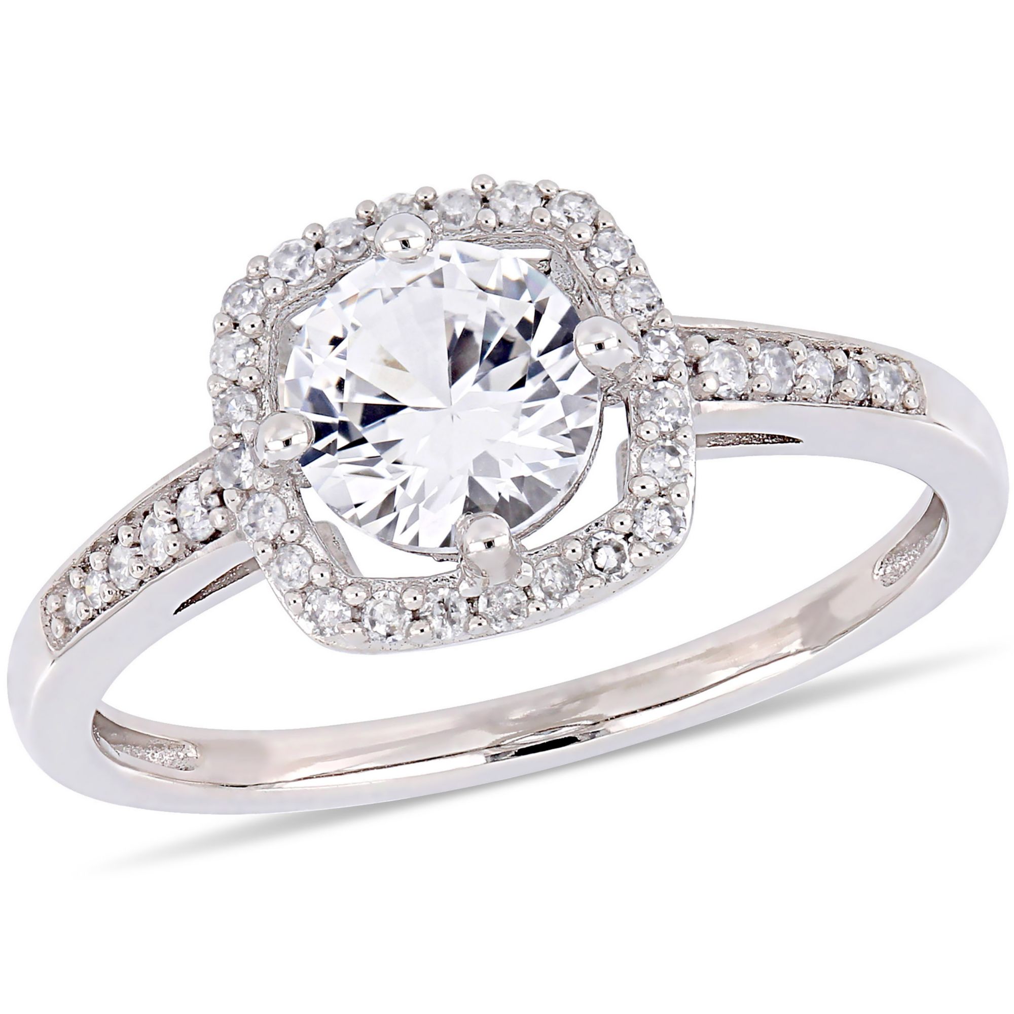 White sapphire halo deals ring