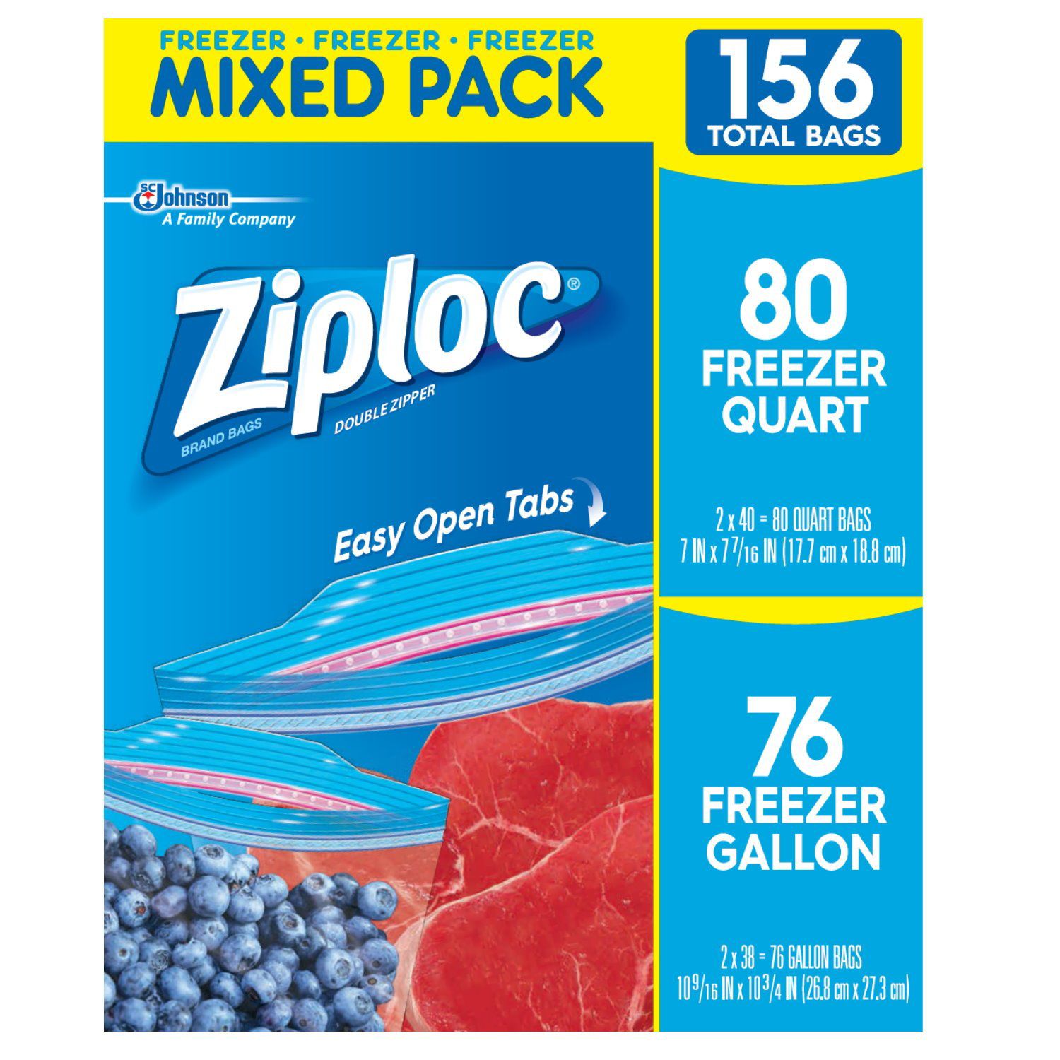 Ziploc Freezer Bags - 1 qt - 40 count