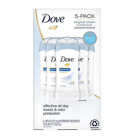 Dove Original Clean Antiperspirant Deodorant, 5 pk.