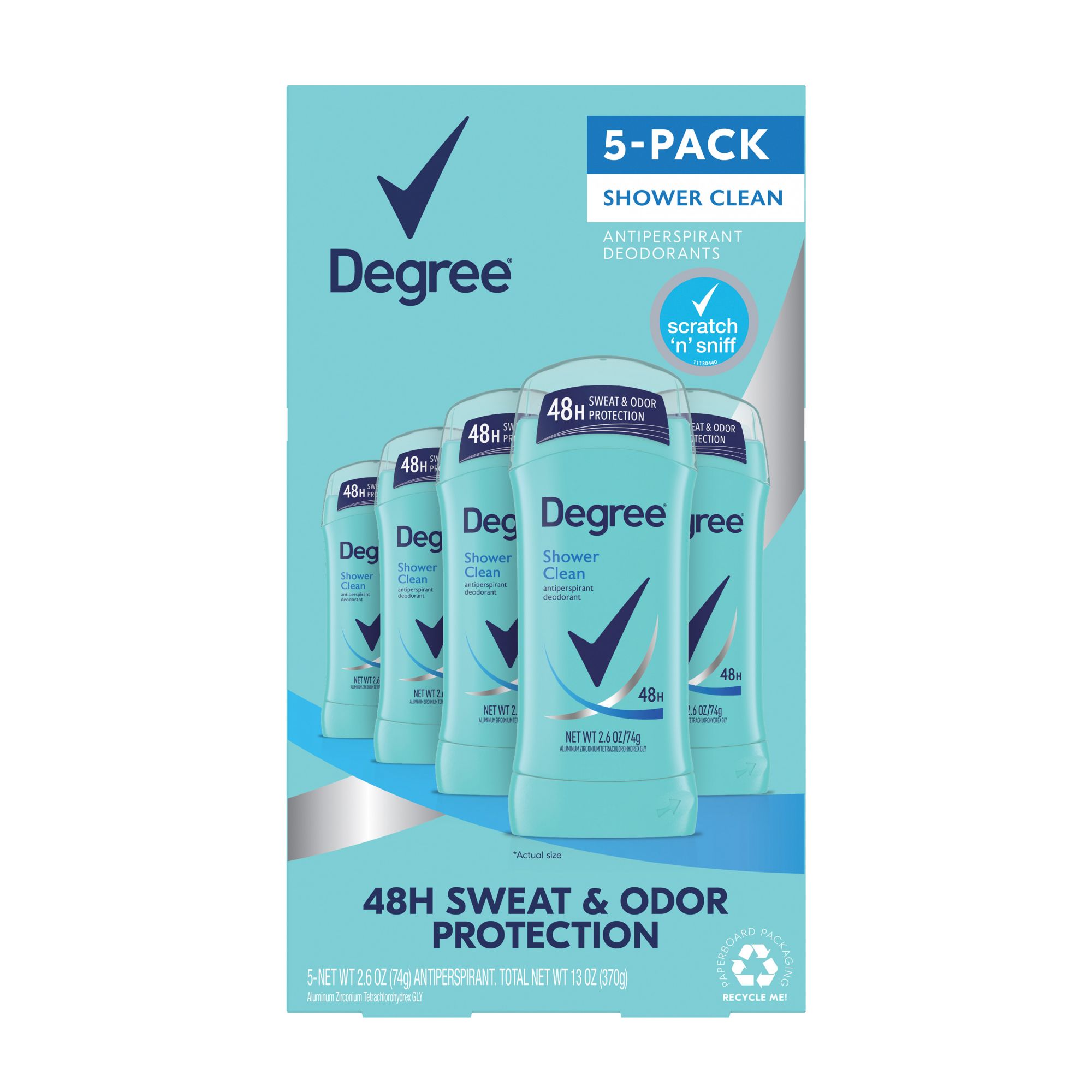 Degree Women S Shower Clean Dry Protection Deodorant 5 Pk Bjs Wholesale Club