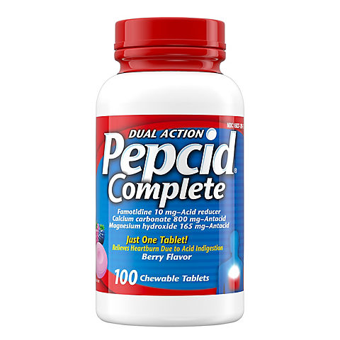 Pepcid Complete Acid Reducer + Antacid Chewable Tablets in Berry Flavor, 100 ct.