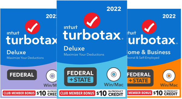 TurboTax Deluxe Federal, TurboTax Deluxe Federal+State and TurboTax Home & Business Federal+State options