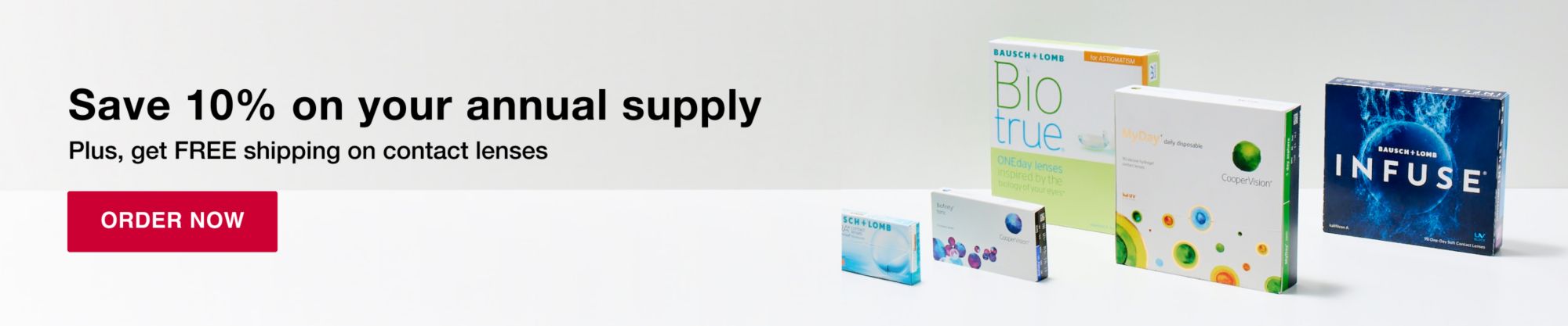 Save 10% on your annual supply. Plus, get FREE shipping on contact lenses. Click to order now