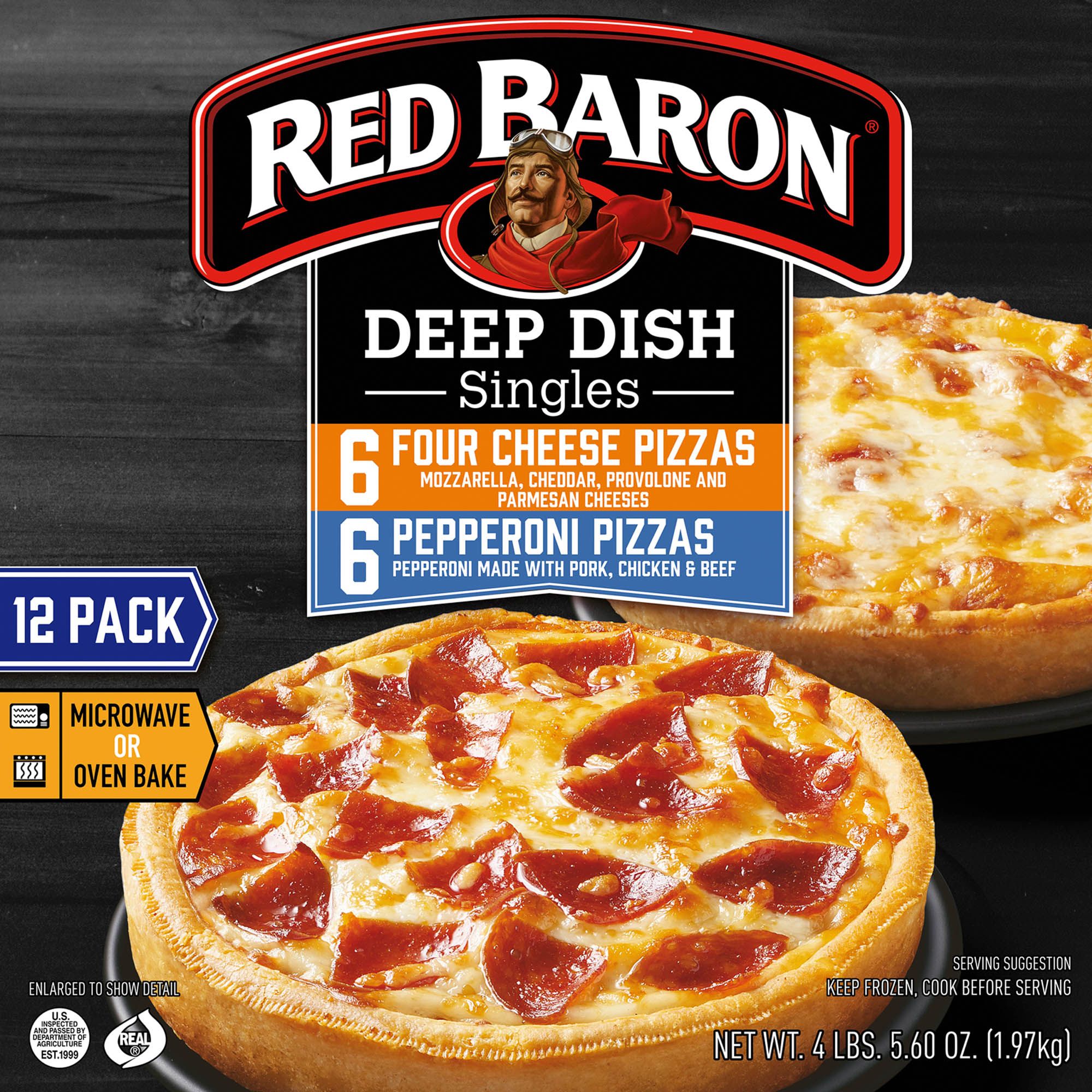Red Baron Frozen Pizza Deep Dish Singles Four Cheese, 11.20 oz