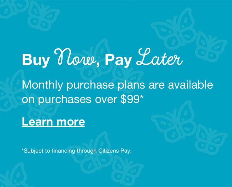 Buy now, pay later. Monthly purchase plans are available on purchases over $99*. Click to learn more