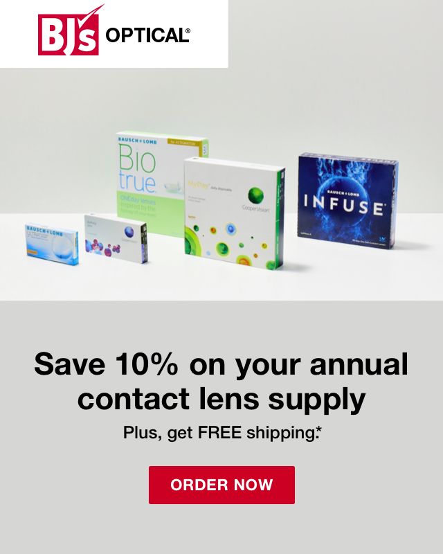BJs Optical. Save 10% on your annual contact lens supply plus get free shipping.* Click to order now