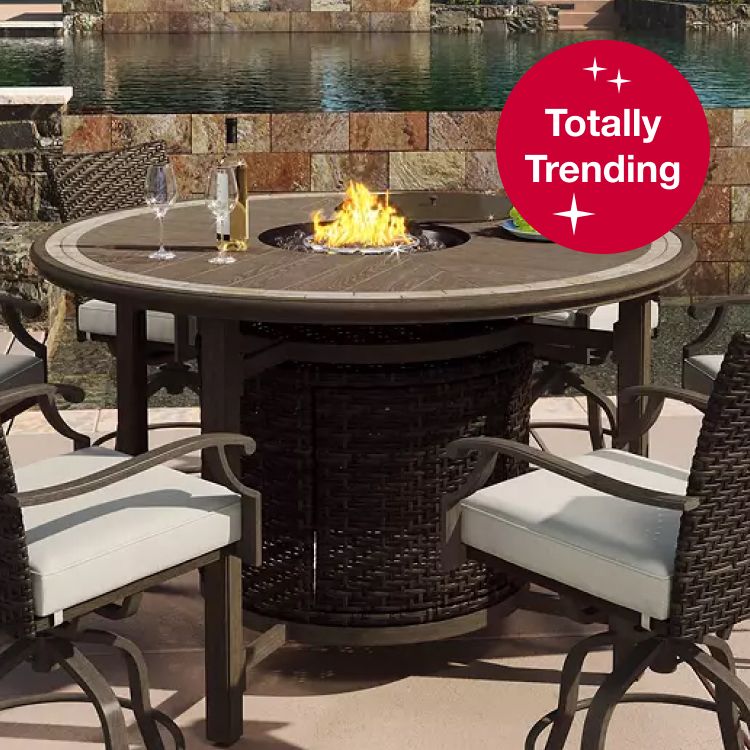 Built-in furepits and fire table outdoor furniture
