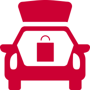 red flat icon of curbside pickup