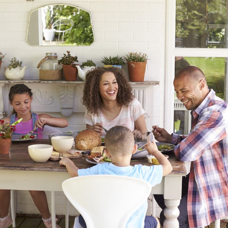 family having a healthy lunch outdoors in 2023