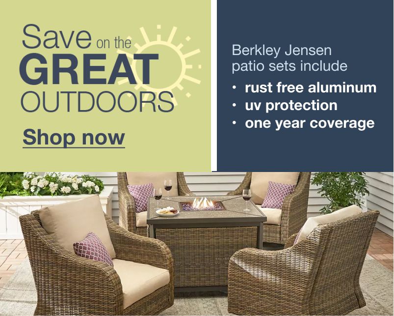 Save on the great outdoors with Berkley Jensen patio sets. Click to shop now