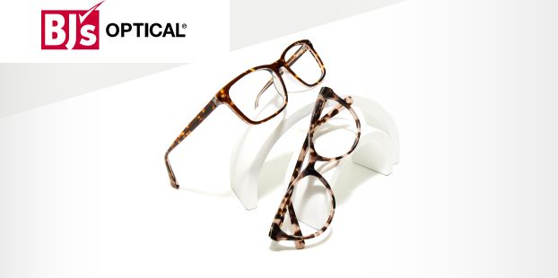BJs Optical. Image shows two pairs of glasses.