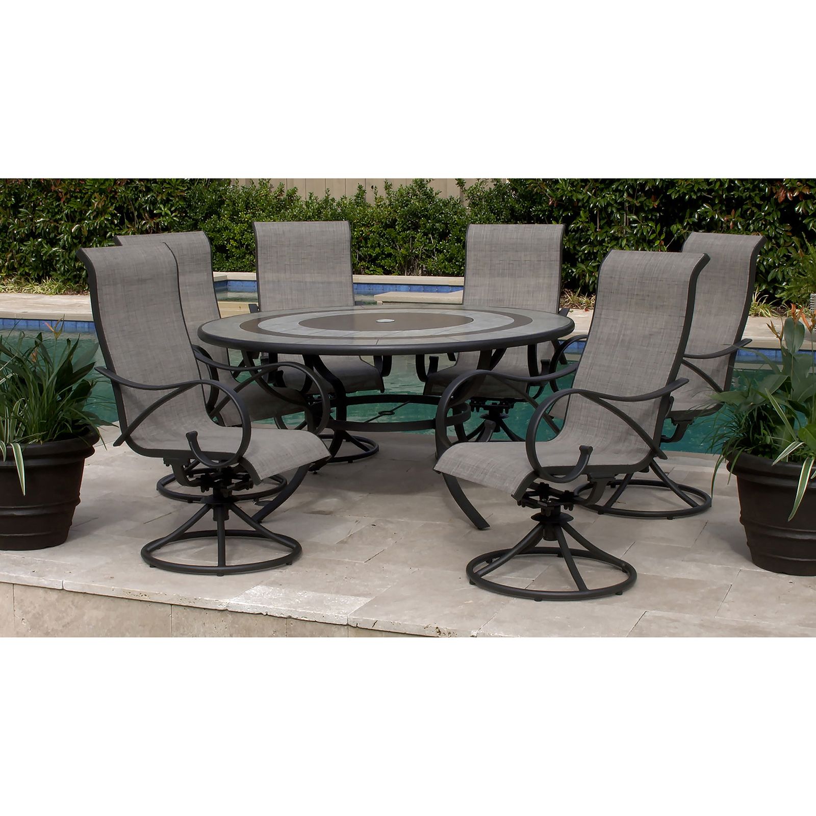 Patio Dining Sets With Swivel Sling Chairs Patio Furniture