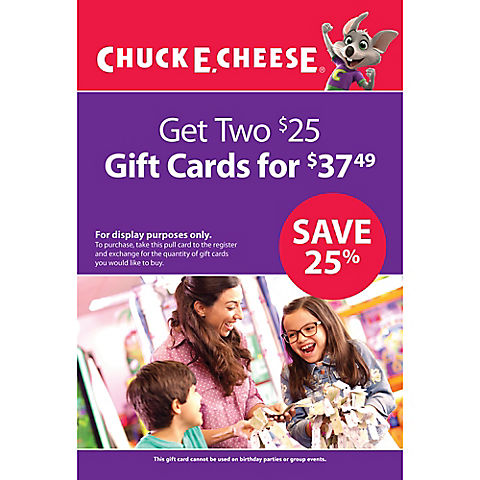 $25 Chuck E. Cheese Gift Card, 2 pk.
