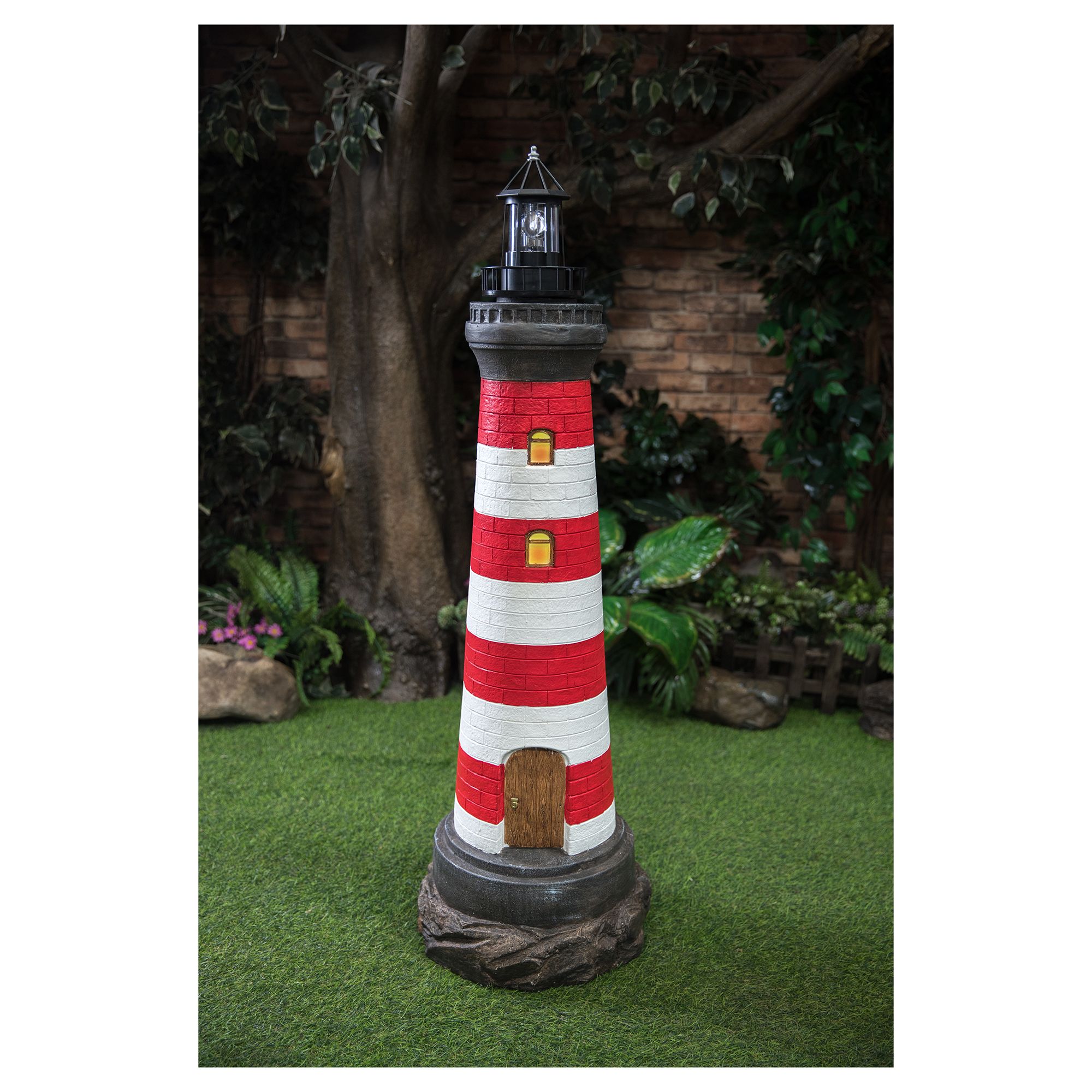 HSHD Lighthouse with Rotating Beacon LED Lights - Solar Lighthouse