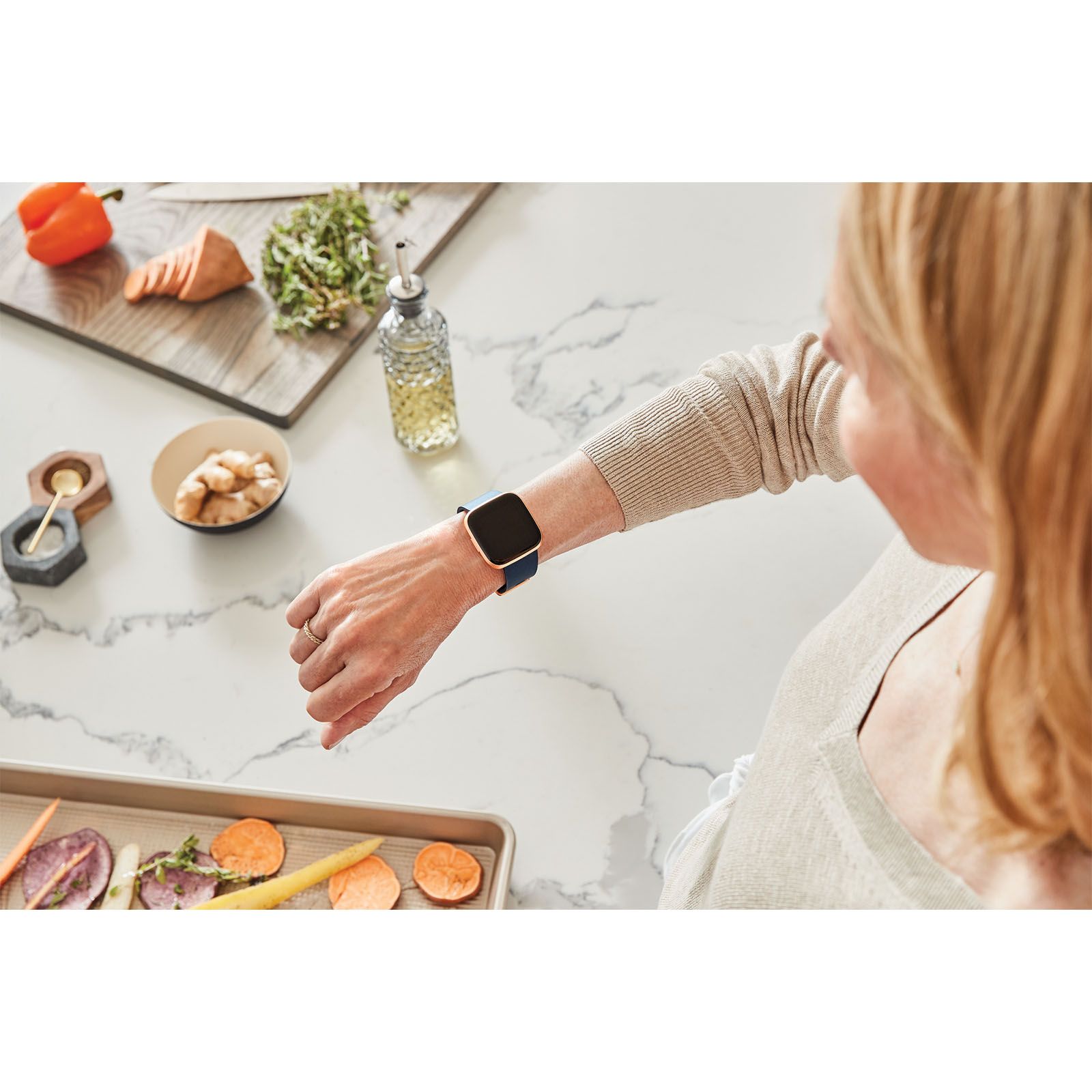 Fitbit Versa 2 Smartwatch, Petal - Additional Band Included