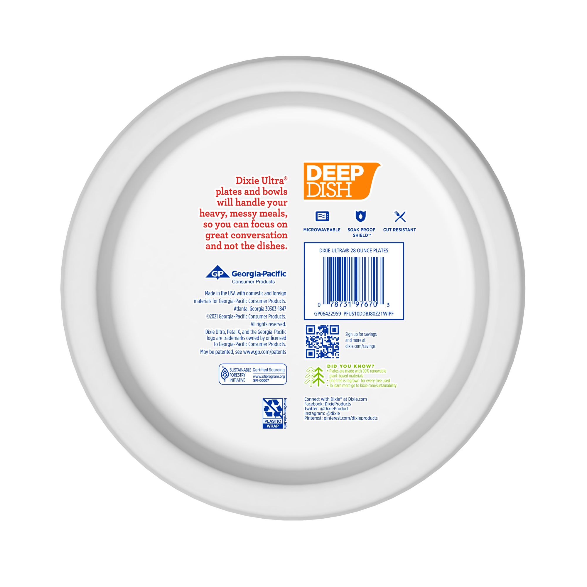 Dixie Ultra Deep Dish Paper Plate, 80 ct.