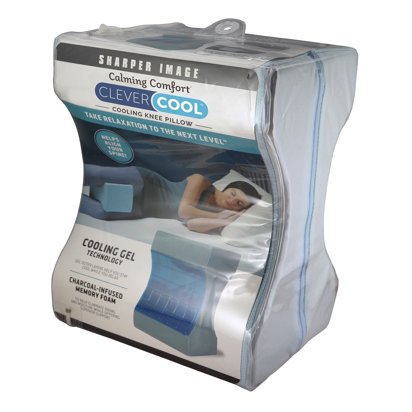 Calming Comfort Cooling Knee Pillow by Sharper Image- Charcoal