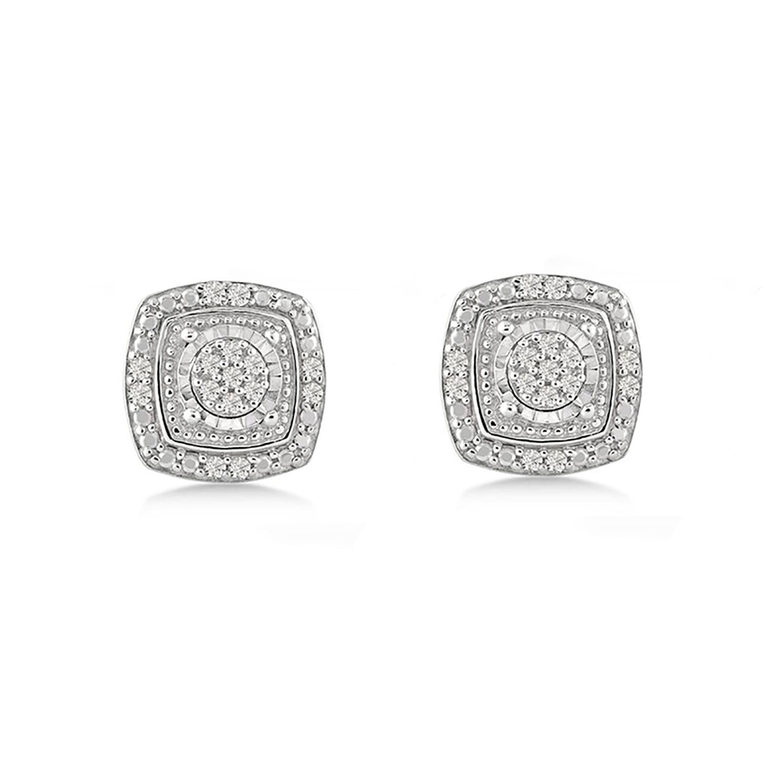 10 Ct T W Diamond Cushion Shaped Stud Earrings In Sterling Silver Bjs Wholesale Club