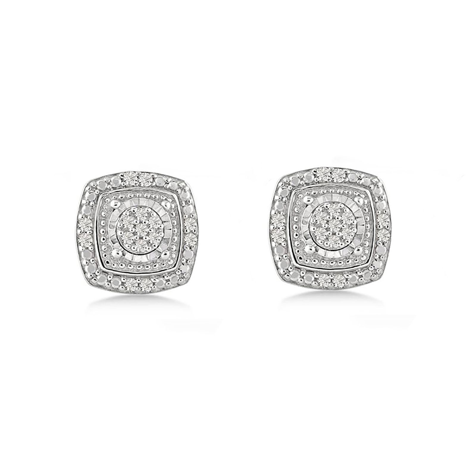 .10 ct. t.w. Diamond Cushion-Shaped Stud Earrings in Sterling Silver ...