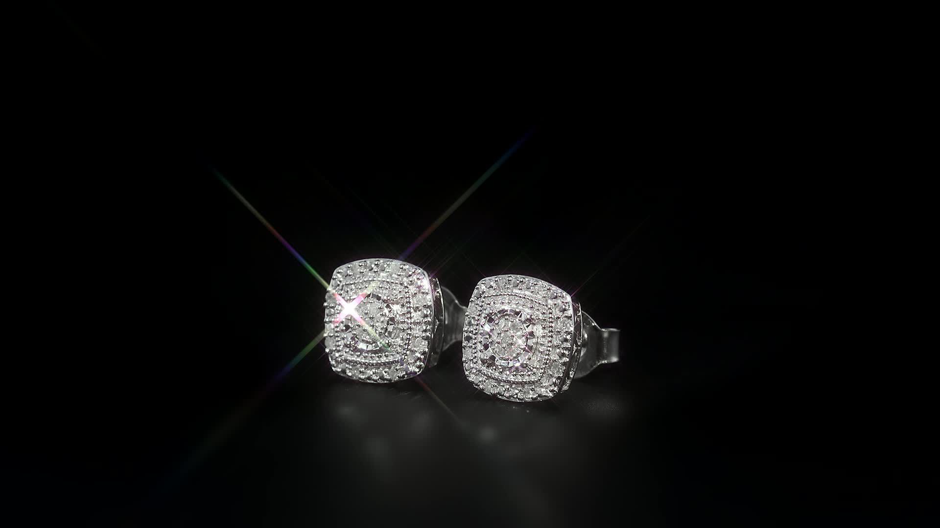 .10 ct. t.w. Diamond Cushion-Shaped Stud Earrings in Sterling Silver