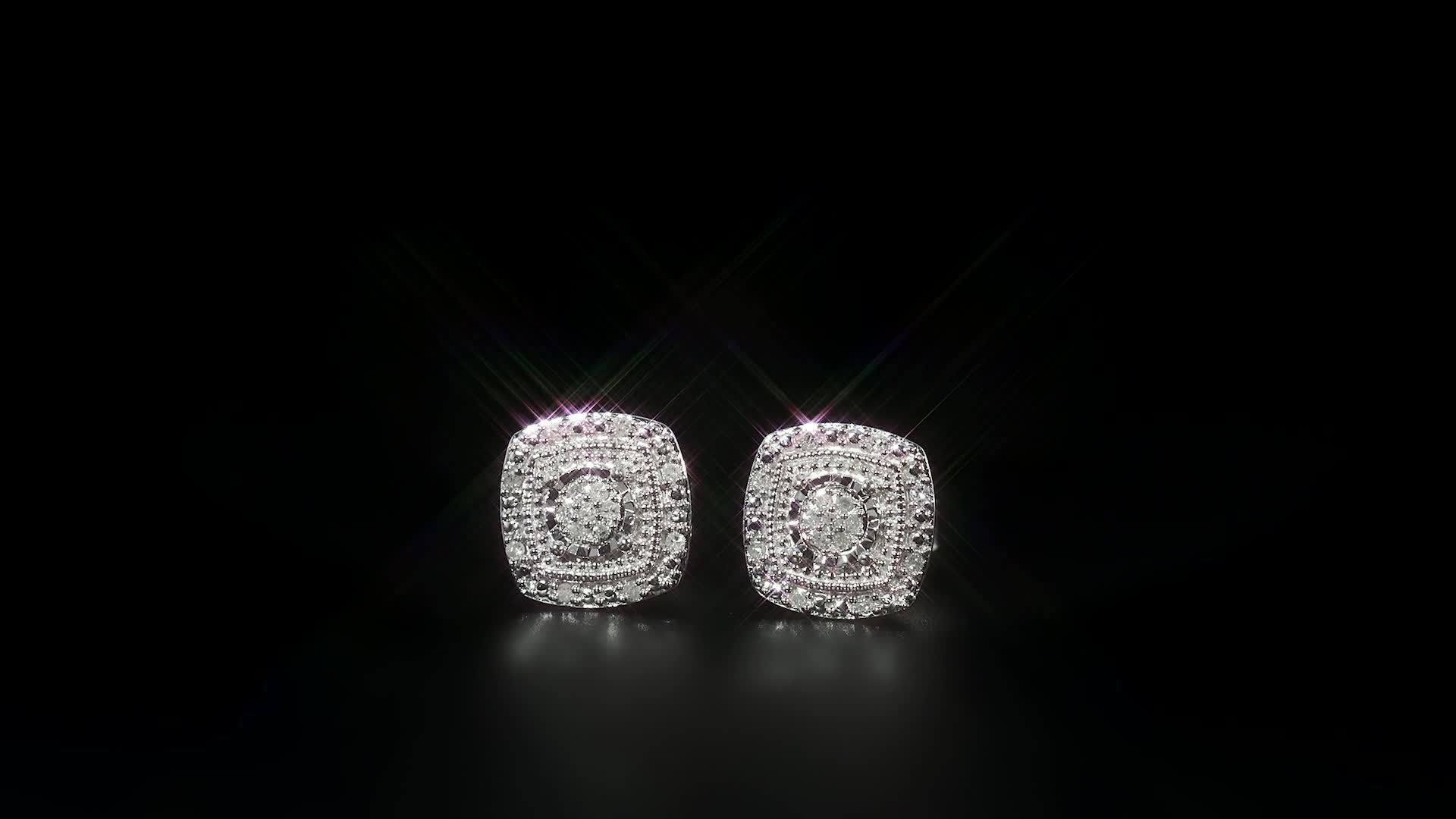 .10 ct. t.w. Diamond Cushion-Shaped Stud Earrings in Sterling Silver