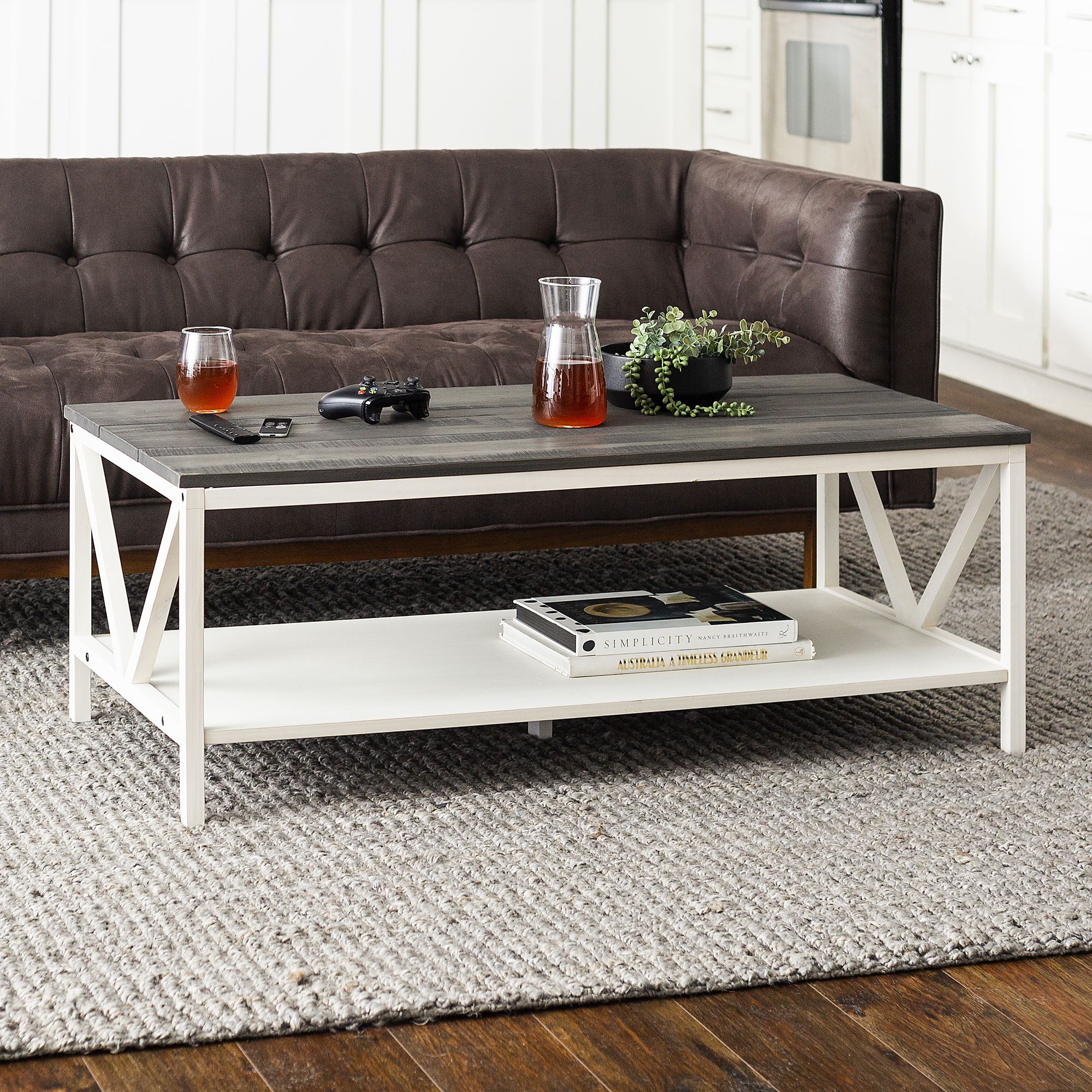 Gray wash deals wood coffee table