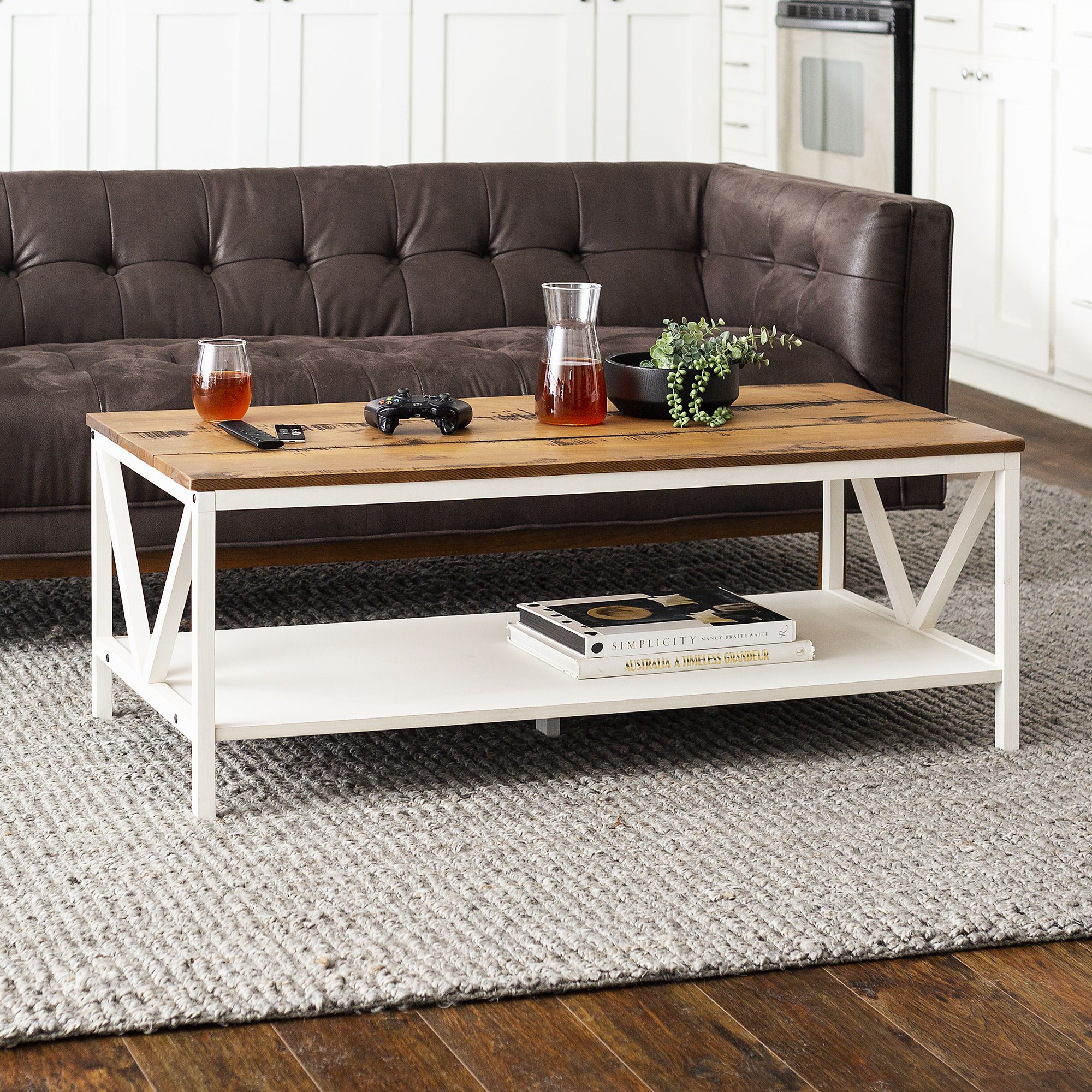 Distressed Farmhouse Solid Wood Coffee Table 48 White Bjs Wholesale Club