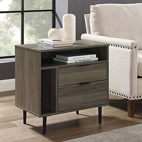 W. Trends Modern Storage Side End Table - Gray