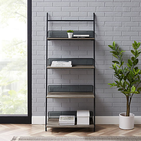 W. Trends 64" Industrial Leaning Wall Shelf Bookcase - Gray