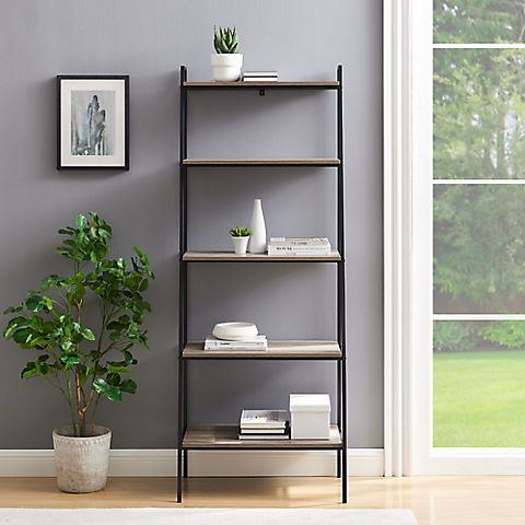 W. Trends 72" Industrial Ladder Storage Bookcase - Gray