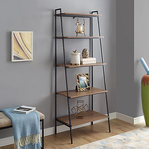 W. Trends 72" Industrial Ladder Storage Bookcase - Brown