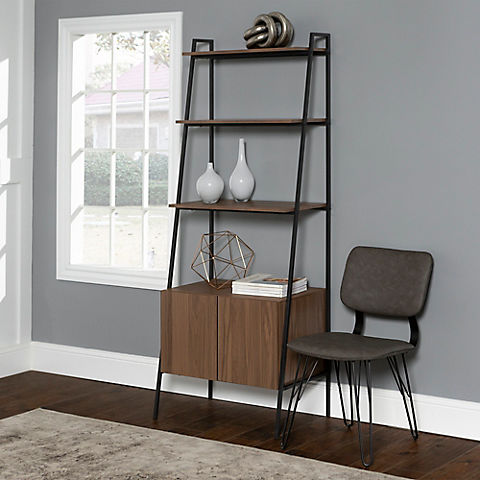 W. Trends 72" Industrial Ladder Storage Bookshelf with Cabinet - Brown
