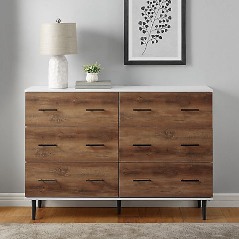 W. Trends Modern Wood 6-Drawer Buffet - Two-Tone Brown